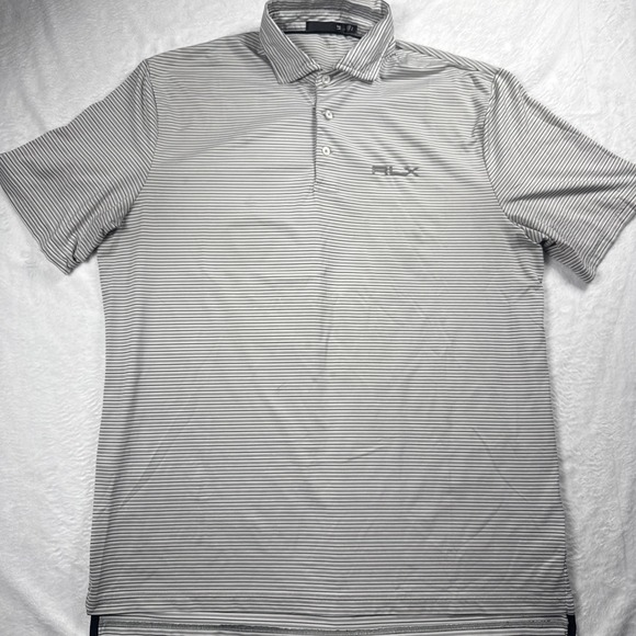 RLX Ralph Lauren Other - RLX Ralph Lauren Mens Large Short Sleeve Striped Golf Polo Shirt White Stretch